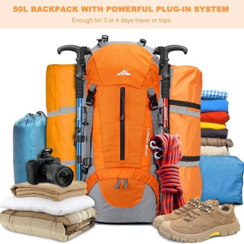 New-50L Hiking Backpack, Waterproof Camping Essentials Bag with Rain Cov - Picture 2 of 6