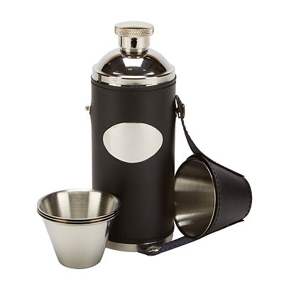 8 Unzen Leder Flachmann mit 4 Tot Cups & Trichter für Golf, Rugby etc, in 3 Farben