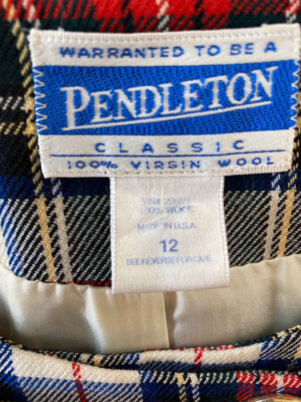 Vtg Pendleton Plaid Double Breasted Collarless Wo… - image 3