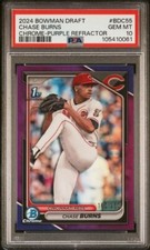 2024 Bowman Draft Chase Burns 1st Bowman Purple Refractor /250 🔥PSA 10🔥POP 10