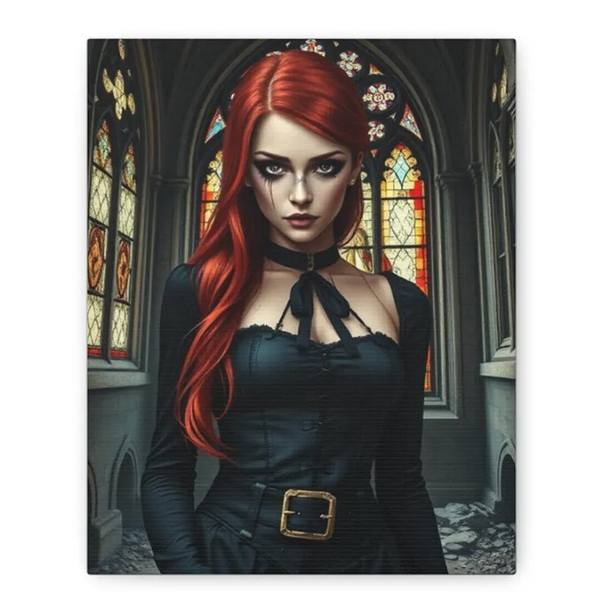 Fantasy Wall Art - Gothic Crimson Cathedral Decor