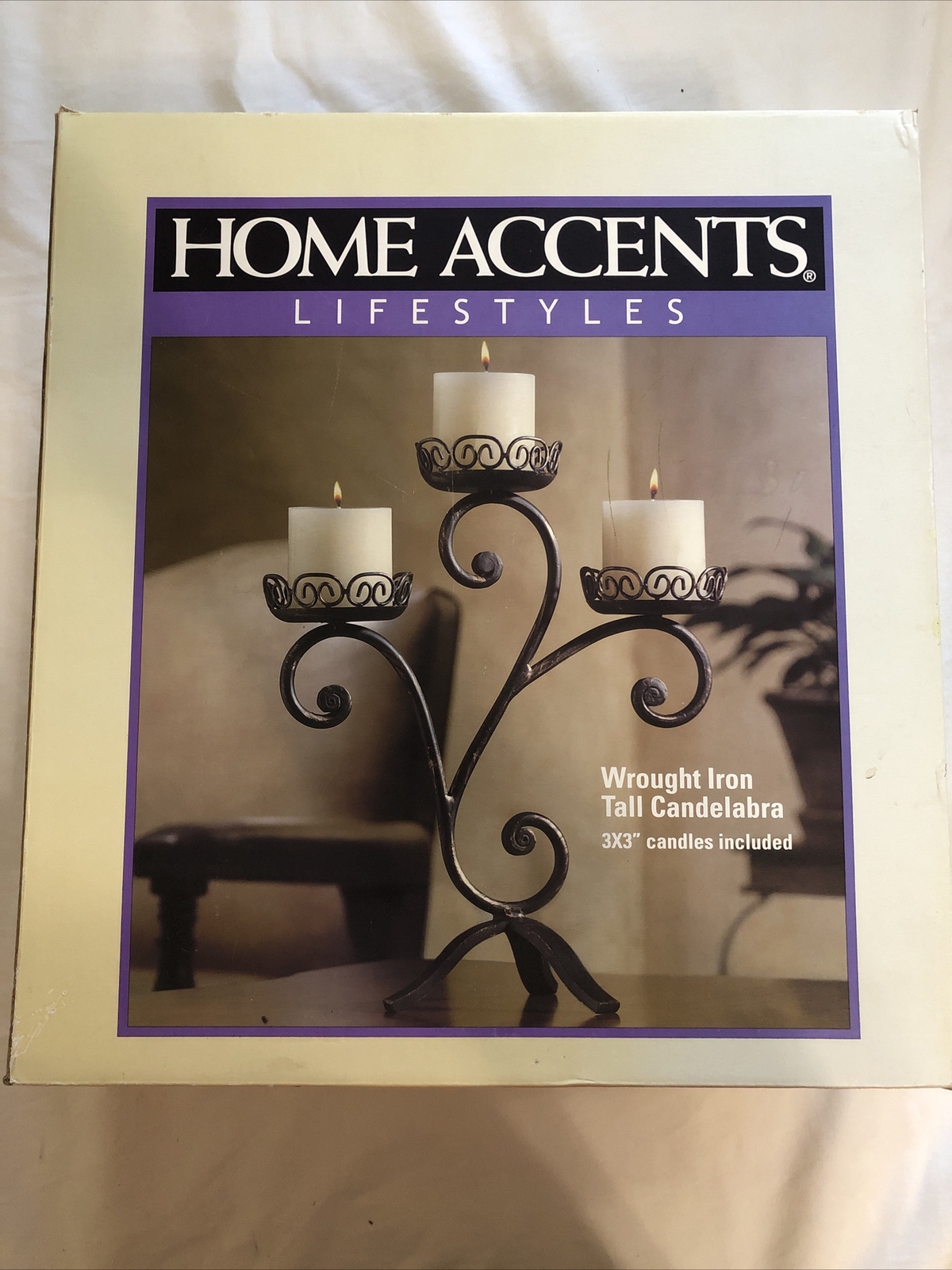 Home Accents Lifestyles Wrought Iron Tall Candelabra, Candles included