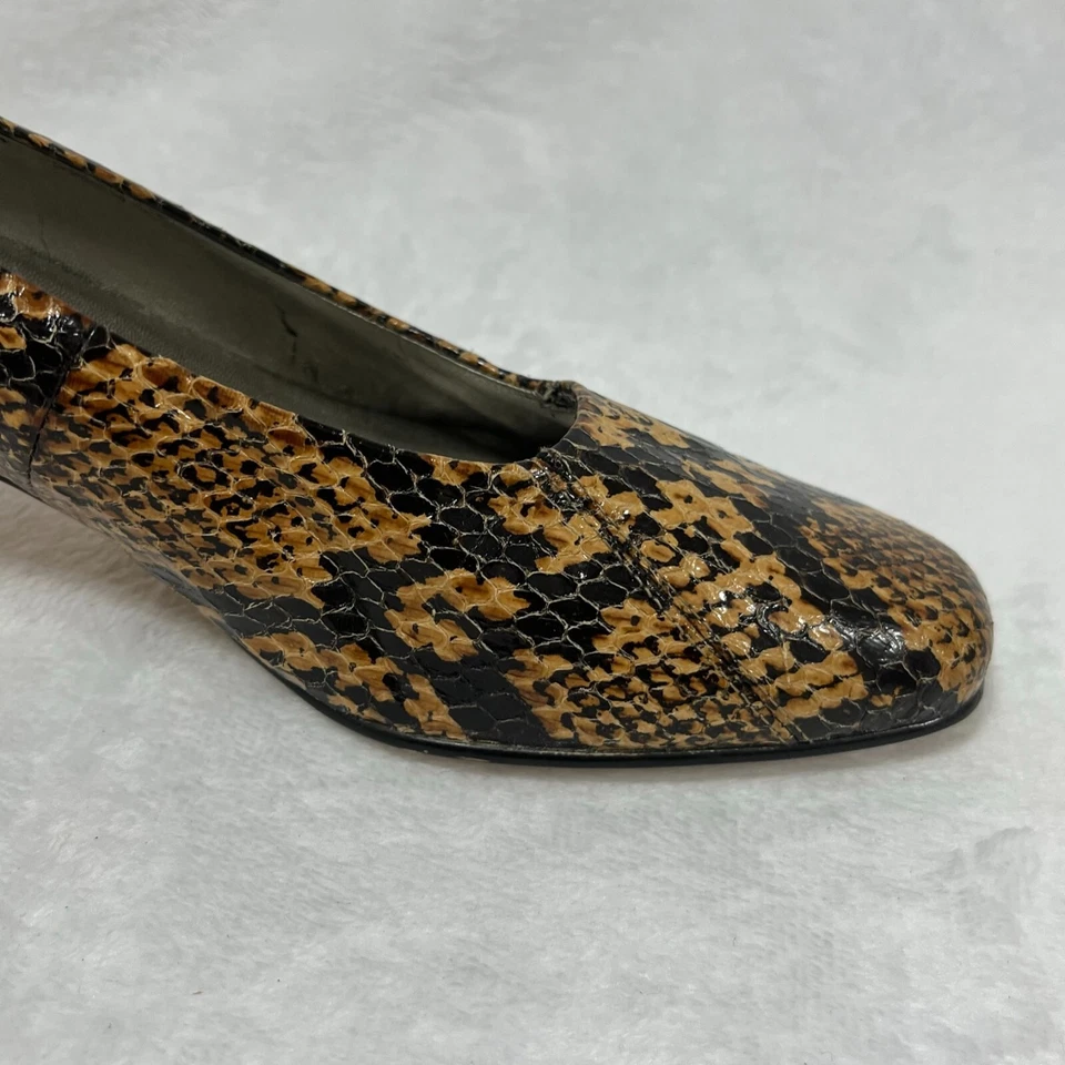 Zapatos de salón Ros Hommerson 133275 para mujer 6M negro dorado piel de serpiente cuero tacón alto Foto 3 de 4