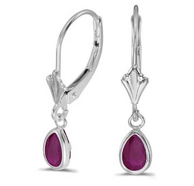14K .80CTW Natural Genuine Ruby LeverBack Dangle Earrings