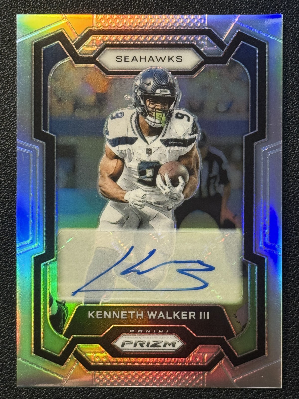 Kenneth Walker III Prizm Silver Auto RC Light Blue 3 Card Lot Seahawks