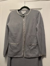 Adriana Papell Occasions Knit 2 Piece Full Length Skirt And Jacket Size S