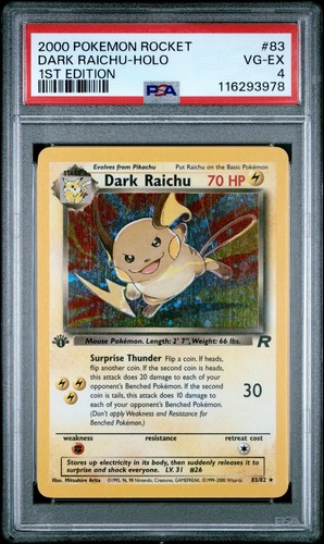 Dark Raichu (1st Edition) graded PSA 4 for sale on eBay