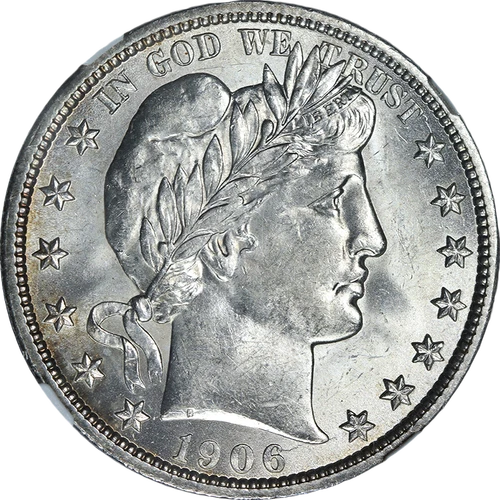 1906-O Barber Half Dollar CAC Sticker NGC AU58 Superb Eye Appeal Strong Strike