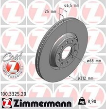 2x ZIMMERMANN Coat Z Bremsscheiben Vorne für VW PASSAT Variant (3B6) 312mm
