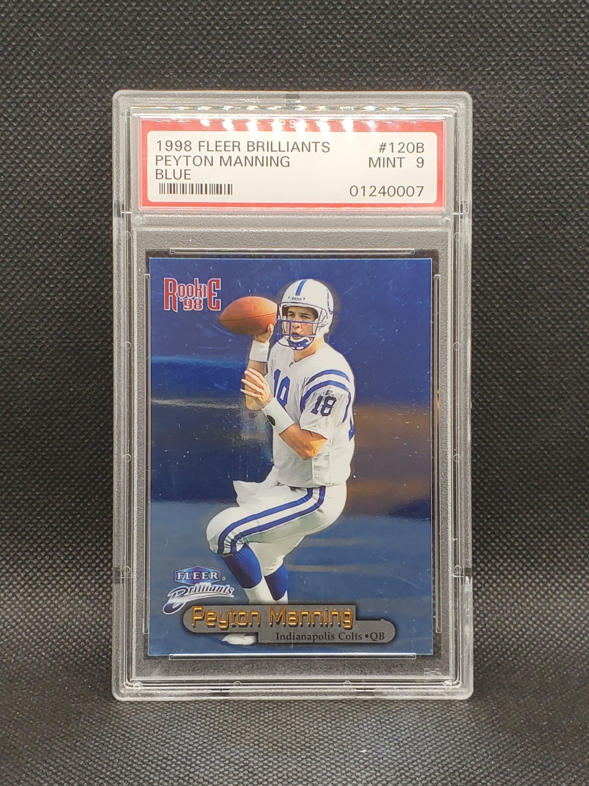 1998 Fleer Brilliants Peyton Manning Blue Color Match Rookie RC PSA 9