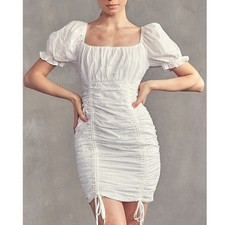 IDEM DITTO White Ruched Bodycon Mini Dress. Size Medium