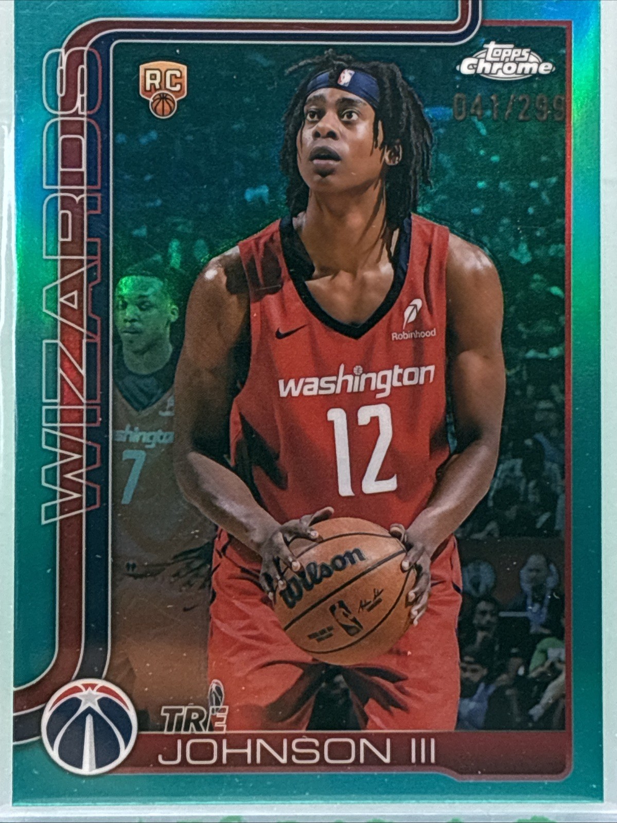 2025-26 Topps Chrome - Tre Johnson III #256 Teal Refractor /299 (RC)