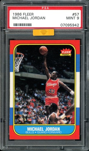 1986 FLEER #57 MICHAEL JORDAN ROOKIE RC PSA 9 MBA GOLD DIAMOND LOOKS GEM MINT!
