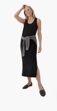 Pact 100 Organic Cotton Softspun Tank Midi Dress Black Small Preppy Minimalist