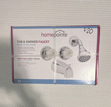 homepointe Tub  Shower Faucet Wall Mount 8 in 2-Handle Knob Bright Chrome