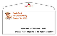 COW 60 Personalized Customized Return Address Labels 1" x 2 5/8" FREE SHIPPING