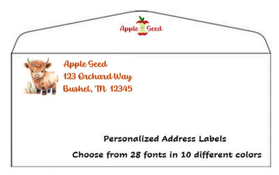 COW 60 Personalized Customized Return Address Labels 1'' x 2 5/8'' FREE SHIPPING