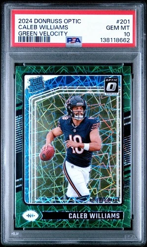 2024 Panini Donruss Optic Rated Rookie Caleb Williams #201 Green Velocity Prizm