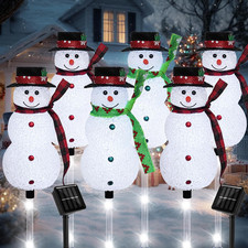 Christmas Snowman Solar Pathway Lights Outdoor Decorations, 6 Pack