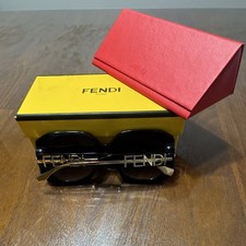 Fendi Women's Square Black Sunglasses Brown Tinted Lens with Case