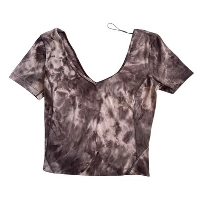 Lululemon Align t-shirt womens size 2 short sleeve tight fitted tie dye gray