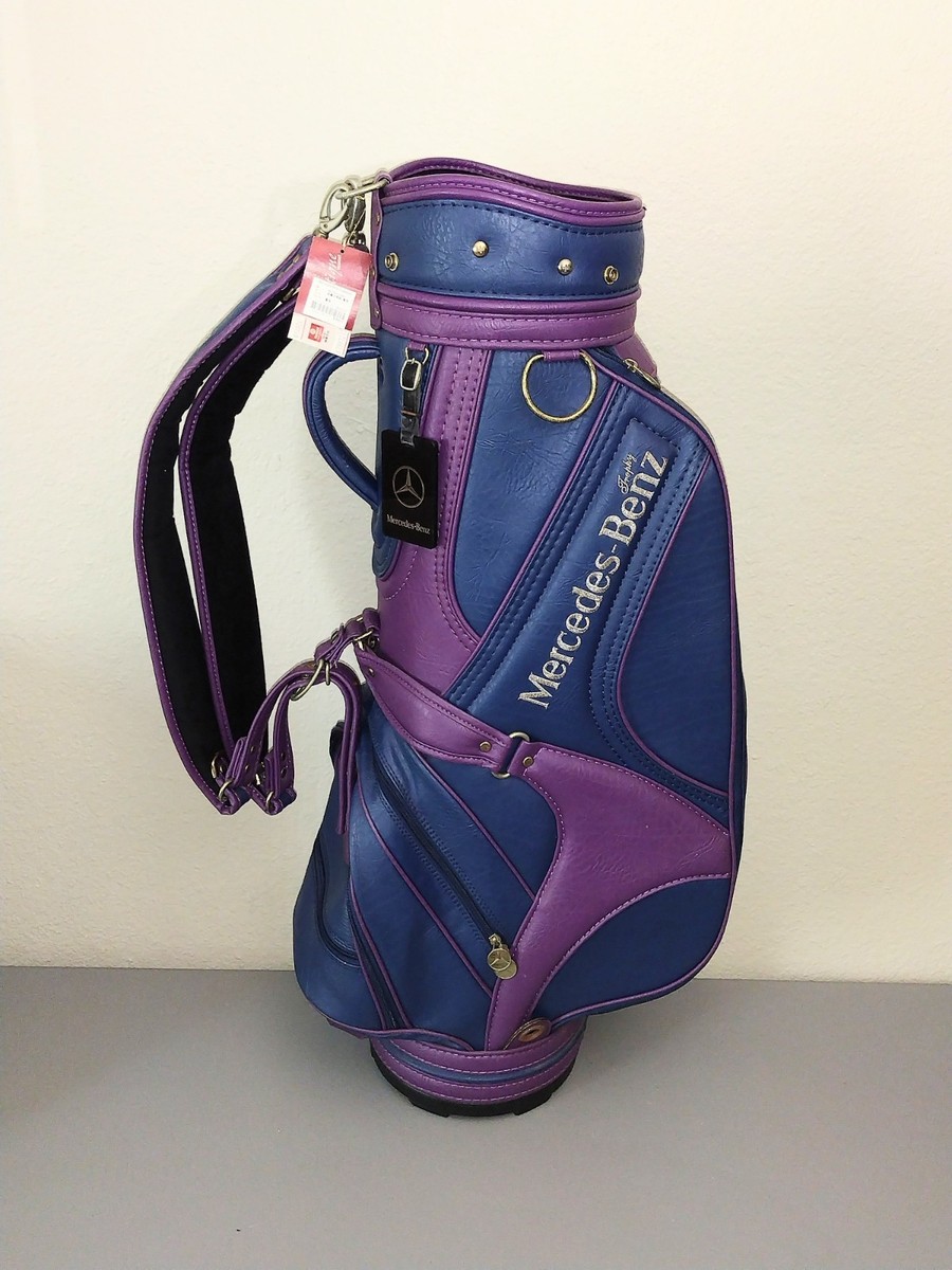 Vintage Mercedes-Benz Leather Golf Club Bag w/Cover, Blue/Purple
