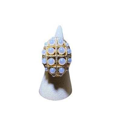 Vintage Signed Avon Pearl Poison Ring (Adjustable)