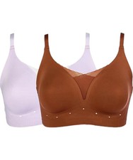 Rhonda Shear 2-pack Breathable Gel Support Bra Mahogany/Lavender Size: 1X