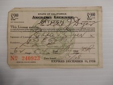 Angling License 1928 by State of California