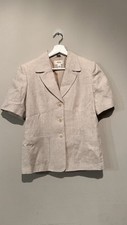 Talbots 100 Linen Blazer Short Sleeve Beige Women Sz 6 Lined Work Office Career
