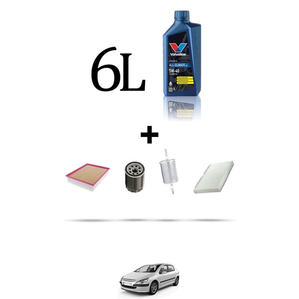 Hoffcar Wartungskit 4 Filter Und 6L ÖL FüR Peugeot 307 2.0 16V 132KW Ab 2003-image