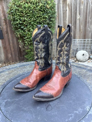 Tony Lama Lizard Wing Tip Western Cowboy Boots Men’s Size 10.5D