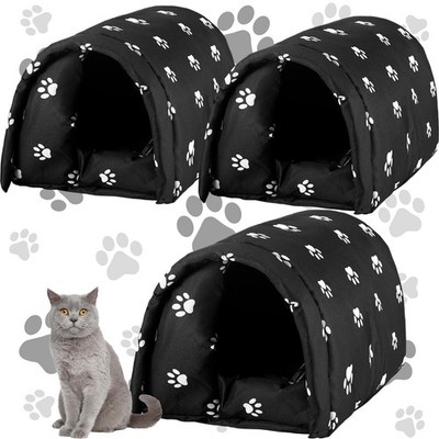 3 Pcs 16.5 x 12 x 11 Cat Houses for Outdoor Cats Bulk Weatherproof Waterproof...