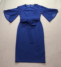 Shein Bodycon Dress Women's M Waist Tie Feminine Occasion Minimalist Royal Blue