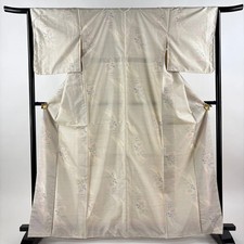 Oshima Tsumugi Silk Kimono M Cream Color Length 166cm Used