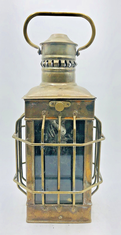 Vtg Brass Oil Cargo Ship Hanging Light Nautical Lantern Maritime Lamp Gold Tone