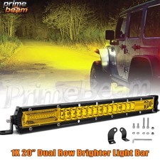 20" Amber LED Light Bar Dual Row Spot Flood Fit Jeep JK F150 Silverado ATV UTV