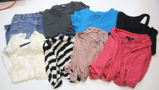 Lot of 8 Woman's Clothing Items T-Shirts Cardigans Tank Top Tees Jeans Skirt A21
