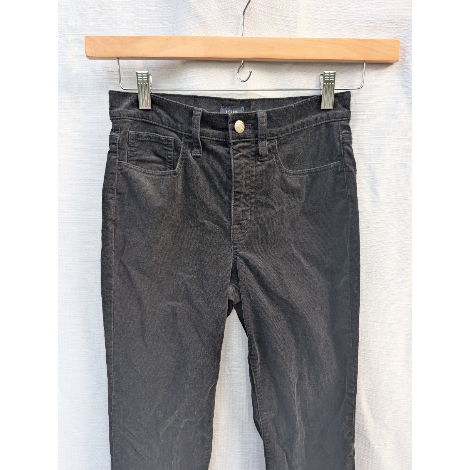 J Crew Women's Corduroy Full Length Essential Straight Leg Pants Sz 25 Black thumbnail 2