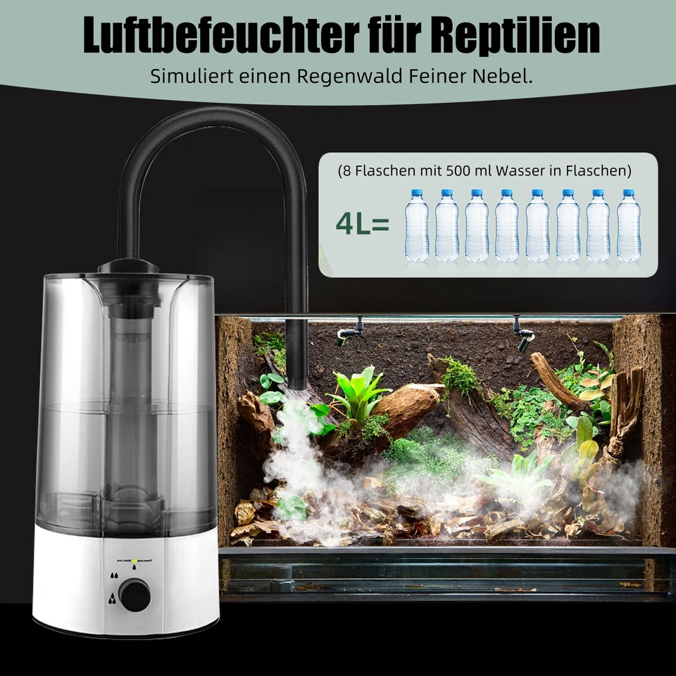 Reptilien-Luftbefeuchter 4L, Terrarium-Nebelmaschine mit Verstellbarem Schlauch - Bild 4 von 4