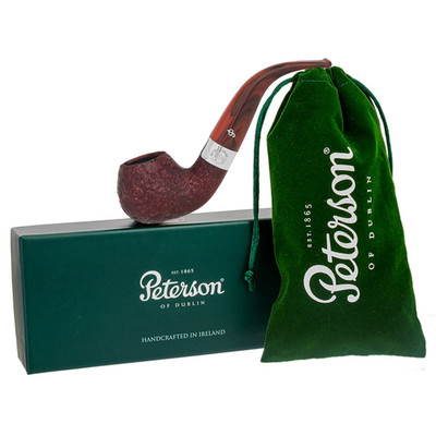 Peterson Irish Harp 03 Bent Apple Briarwood Tobacco Pipe, Sandblast Finish, 3mm