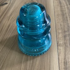 Vintage Hemingray No. 42 Blue Green Glass Railroad RR Telegraph Insulator Cap