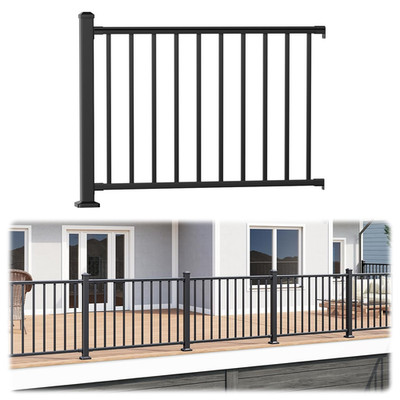 36 In. H X 4 Ft. W Porch and Deck Railing Kit with Post, Aluminum Railing Kit, A