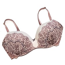Victoria's Secret Beige Pink Ivory Lace Dream Angels Padded Bra size 38d