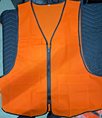 Men s Blaze Orange Hunting Vest Zip Front Safety Vest Outdoor Hunting Gear