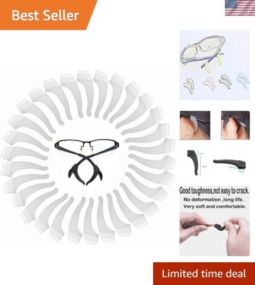20 Pairs Clear Silicone Eyeglass Retainers - Anti-Slip Ear Grip for Active Use