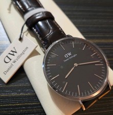 Daniel Wellington Classic York Black Dial Leather Silver 40mm Watch DW00100134