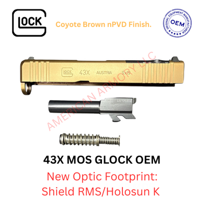 NEW nPVD Glock 43X MOS Coyote OEM Complete Slide Barrel GRS 43 43x