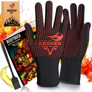 RETOURE Grillhandschuhe hitzebeständig BBQ Ofenhandschuhe Schutz Handschuhe M L