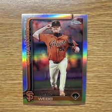 Topps 2025 Chrome Refractor Logan Webb #296 Giants MLB Baseball Base Set Card